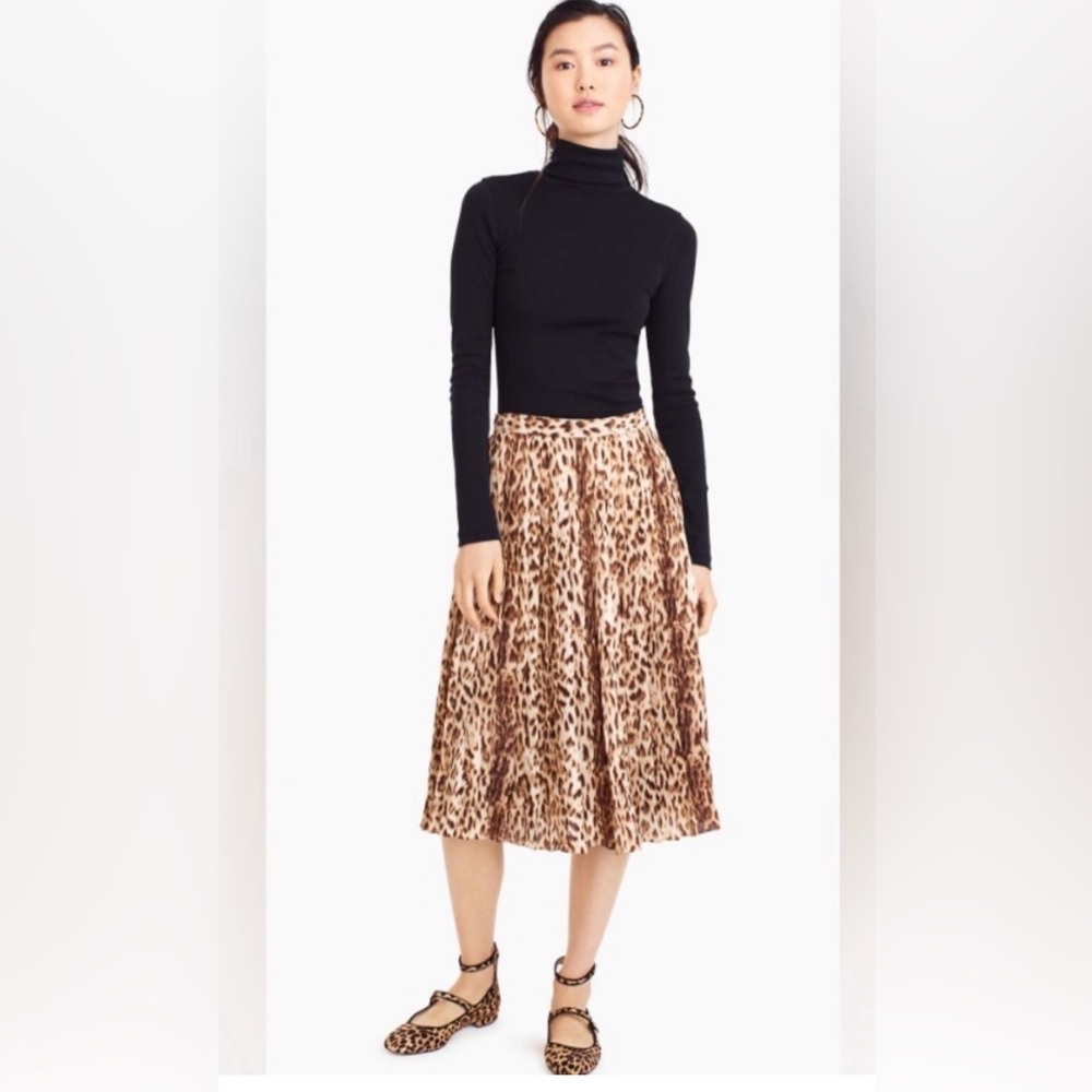 J.Crew‎ Pleated Skirt in Leopard size 8